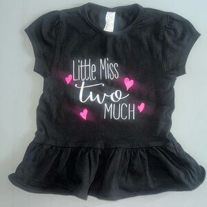 Rabbit Skins 2nd Birthday Black & Pink Short Sleeve Tee 2T